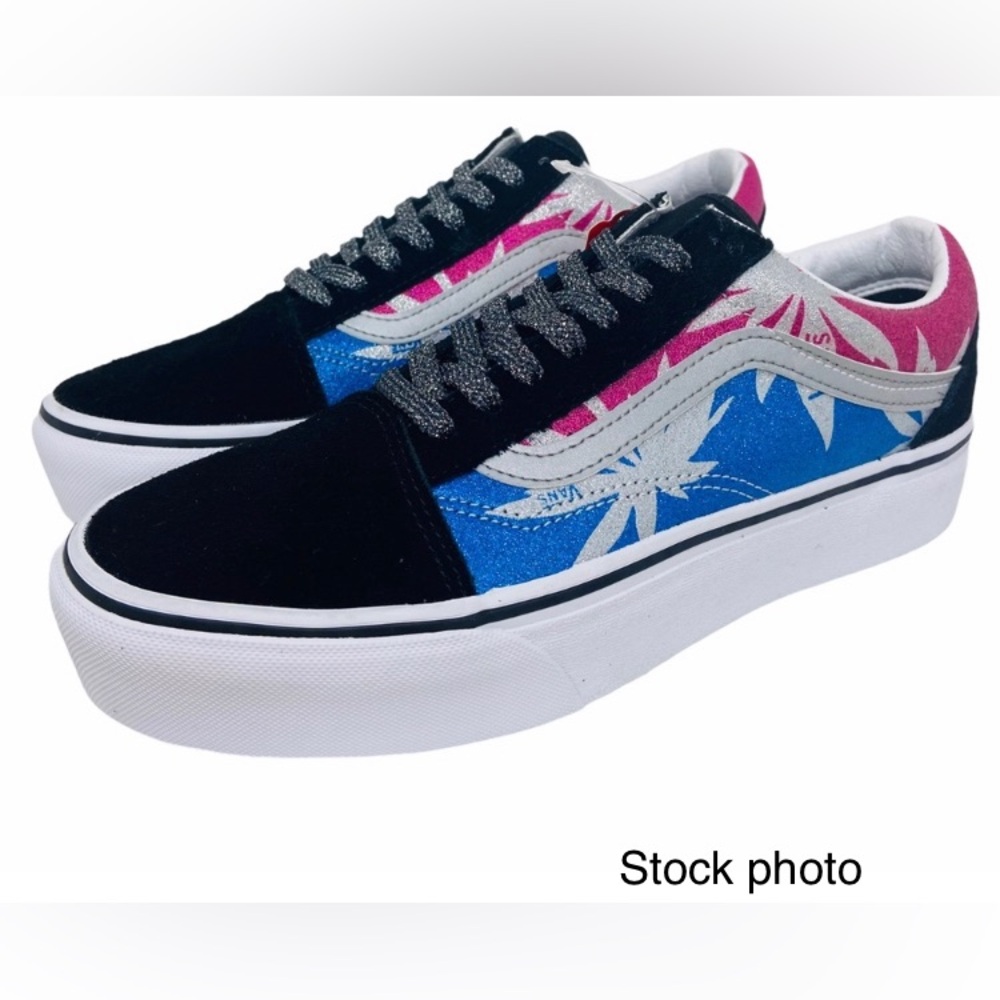 Vans Old Skool Platform After Dark Sneakers Patriotic Shoe Pink White Blue Black